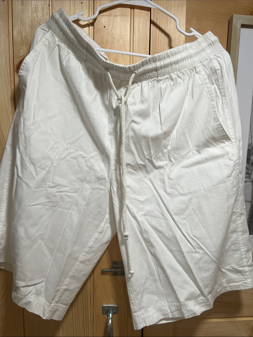 Free People White Drawstring Bermuda Shorts